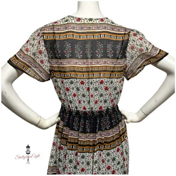 ANTHROPOLOGIE One September Provencal Midi Peasant Boho Dress Embroidered XS S - Picture 10 of 13